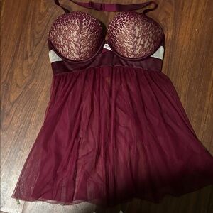 Victoria's Secret Burgundy Lace Chemise